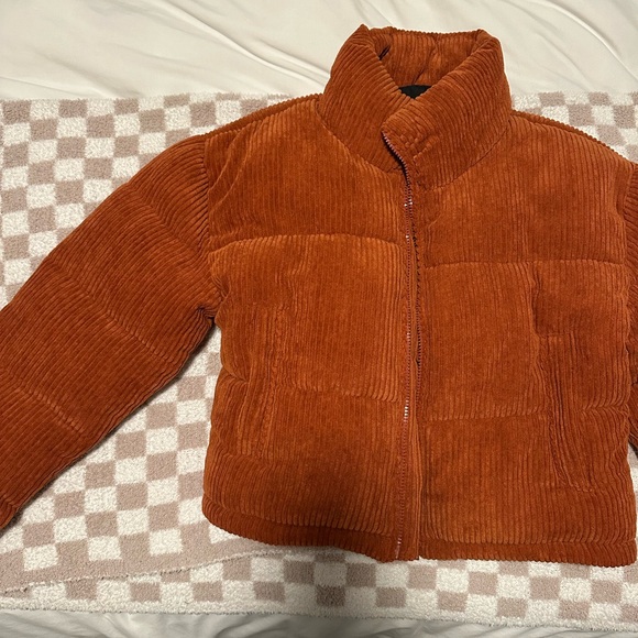 7 For All Mankind Women's Rust Corduroy Puffer Jacket - Picture 4 of 6